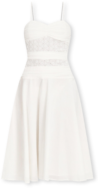 Women's Maelis White Eyelet Drop Waist Cotton Midi Dress