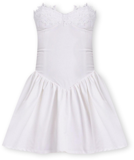 Women's Sacha White Lace Drop Waist Corset Puffy Mini Dress