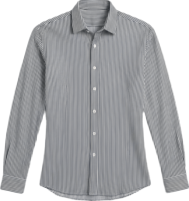 Men's Midnight Black & Powder White Pleat-Creased Shirt