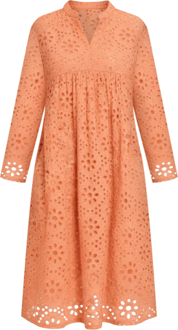 June + Vie Women's Plus Size Eyelet Shirtdress