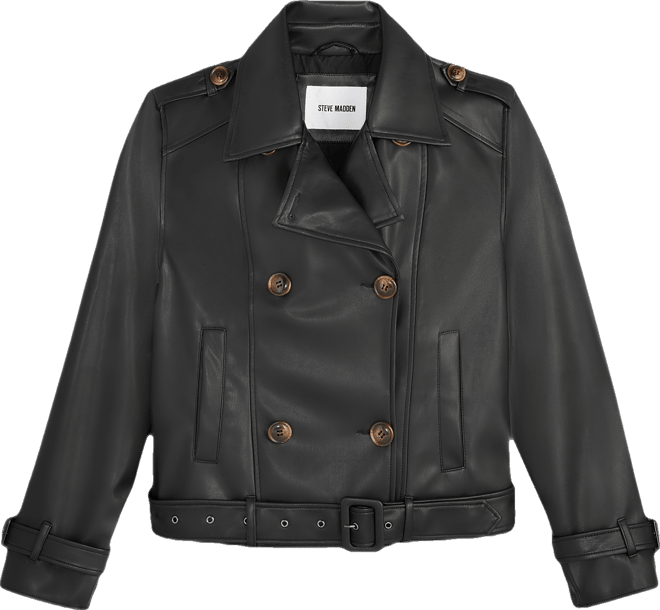 Women's Belted Faux-Leather Jacket