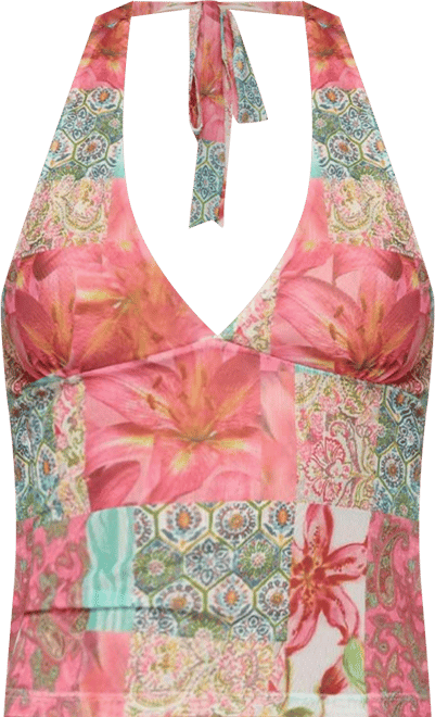 Women's Catie Printed Mesh Halter Top