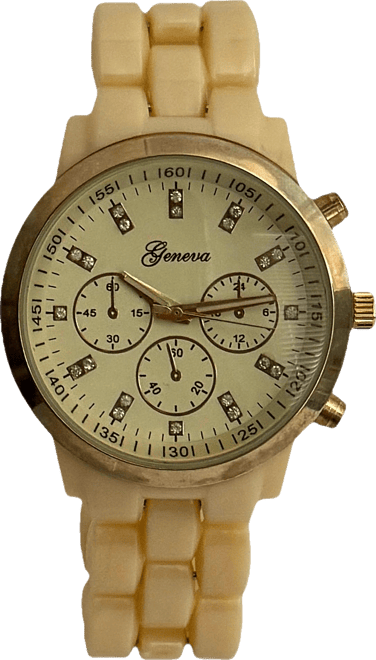 Beige Tone Tortoise Acrylic Band Women Watch