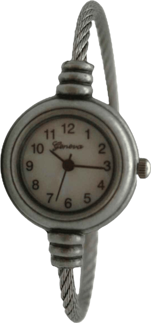 Pewter Thin Swirl Delicate Bangle Women Watch