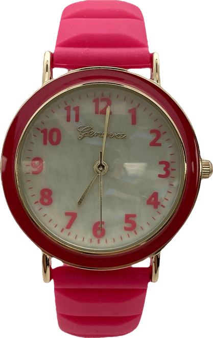 Solid Vibrant Color Everyday Silicone Women Watch, Hot Pink