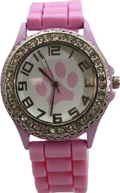 Lavender Every Day Silicone Paw and Rhinestones Colorful Women Watch