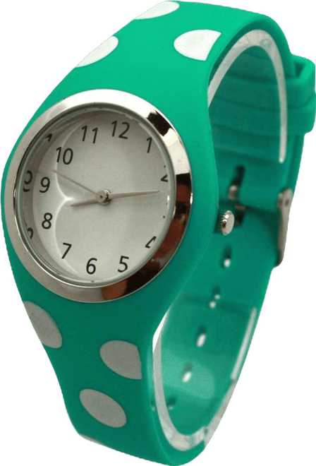 Mint Polka Dots Silicone Band Women Watch