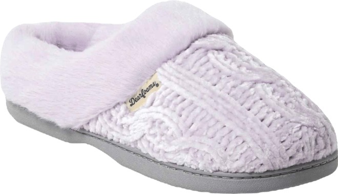 Womens Claire Cable Knit Chenille Clog House Shoe Slipper