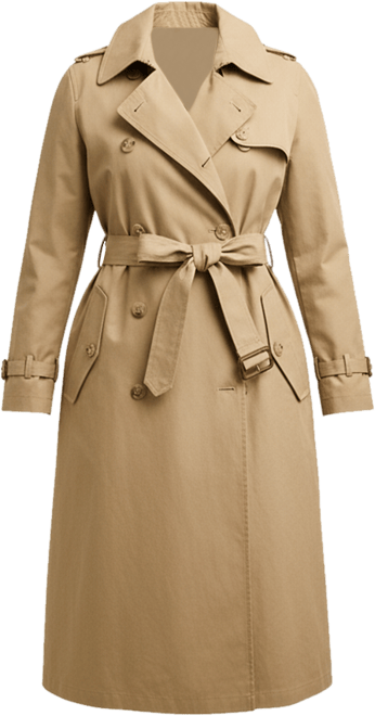 Plus Size Double-Breasted Trench Coat