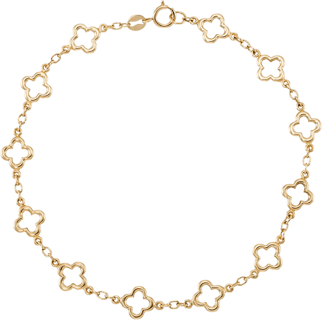 Polished Openwork Clover Link Chain Bracelet in 10k Gold