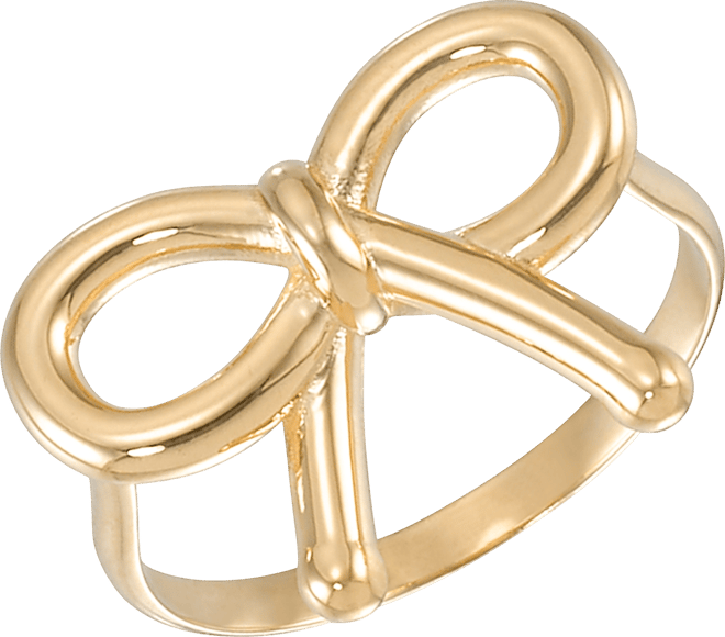Polished Ribbon Bow Openwork Ring in 10k Gold