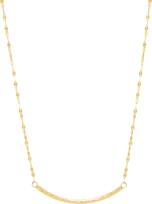 Polished Curved Tube Bar 18" Pendant Necklace in 10k Gold