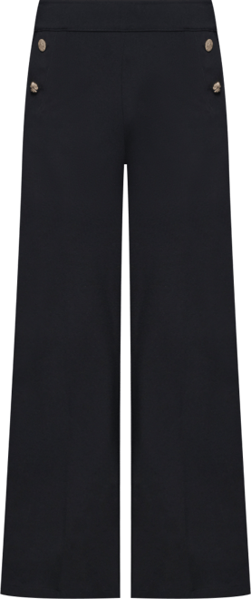 Women's Side-Button Wide-Leg Ponte Pants