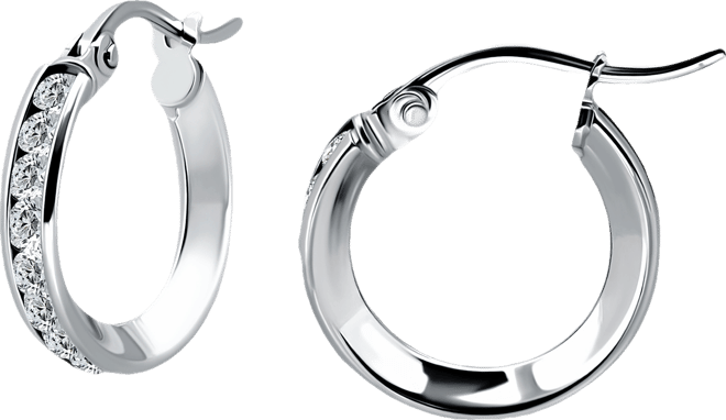 Cubic Zirconia Small Hoop Earrings in Sterling Silver, 0.625", Macy's Exclusive