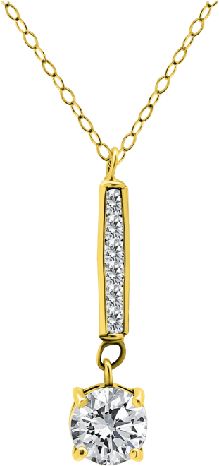 Round Cubic Zirconia Bar Drop Pendant Necklace, 16" + 2" extender, Macy's Exclusive
