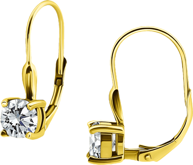 Round Cubic Zirconia Leverback Earrings in Gold Vermeil Over Sterling Silver, Macy's Exclusive