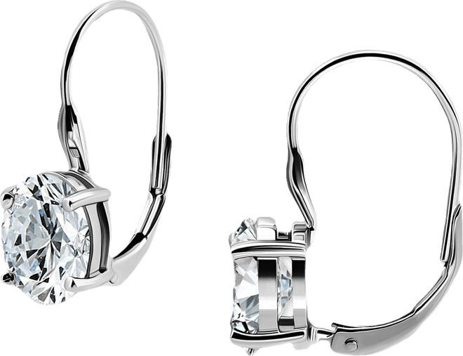 Oval Cubic Zirconia Leverback Earrings in Sterling Silver, Macy's Exclusive