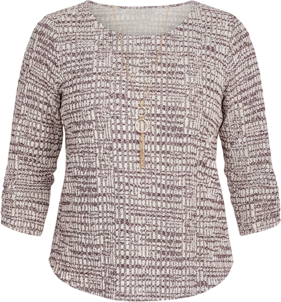 Women's Urban Legend Textured Shimmer Space Dye Top with Necklace