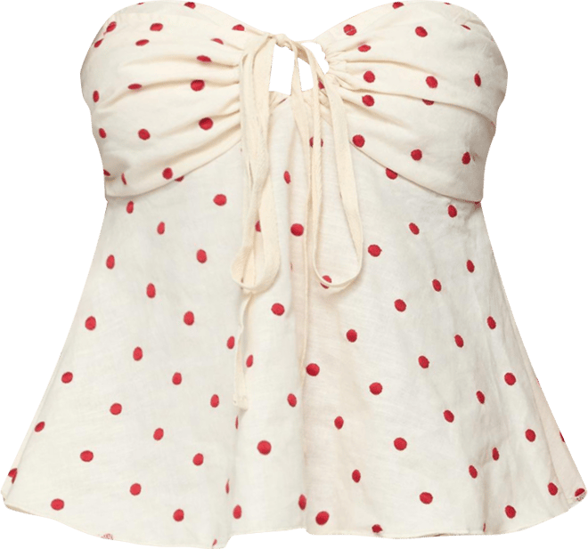 Women's Izzey Polka Dot Strapless Babydoll Top