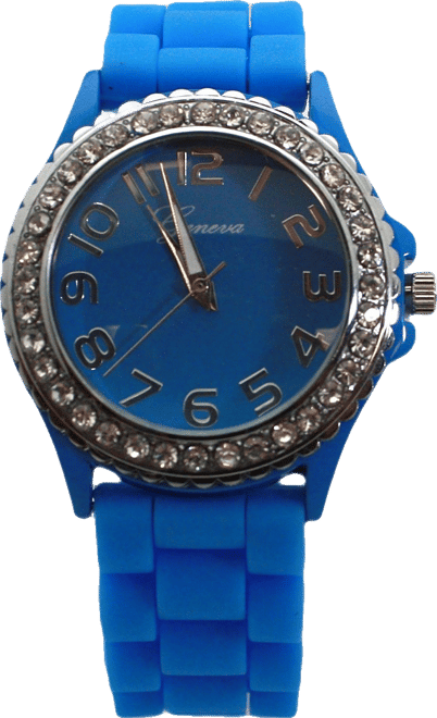 Blue Every Day Silicone and Rhinestones Colorful Women Watch
