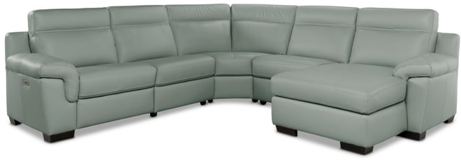 Julius Ii 5-Pc. Leather Chaise Sectional with 1 Power Recliner, Macy's Exclusive