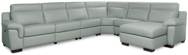 Julius Ii 6-Pc. Leather Chaise Sectional with 1 Power Recliner, Macy's Exclusive