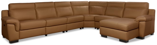 Julius Ii 6-Pc. Leather Chaise Sectional with 1 Power Recliner, Macy's Exclusive