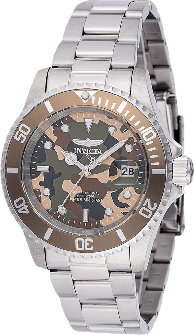 Men's 48567 Pro Diver Quartz 3 Hand Camouflage, Beige, Green Dial Watch