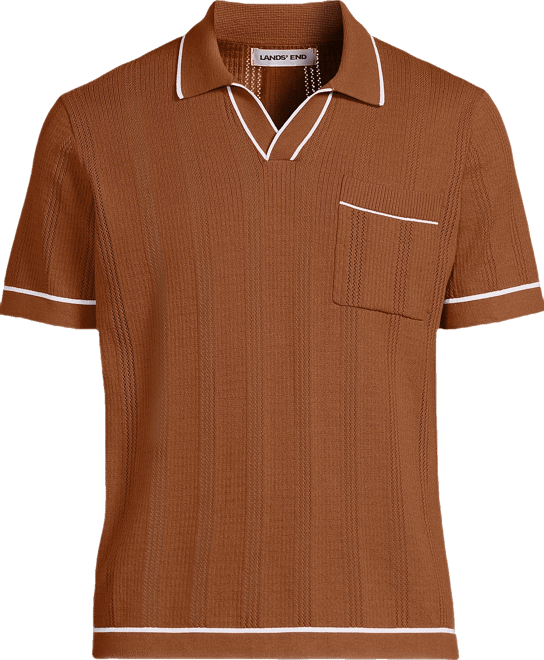Men's Short Sleeve Textured Tipped Sweater Polo