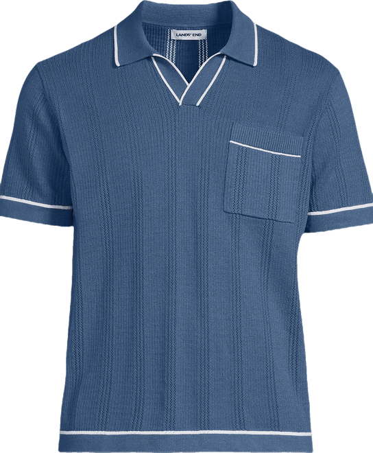 Men's Short Sleeve Textured Tipped Sweater Polo