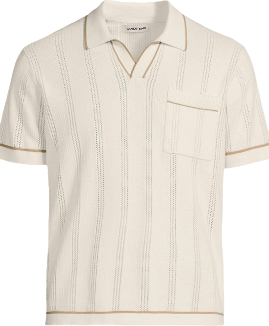 Men's Short Sleeve Textured Tipped Sweater Polo