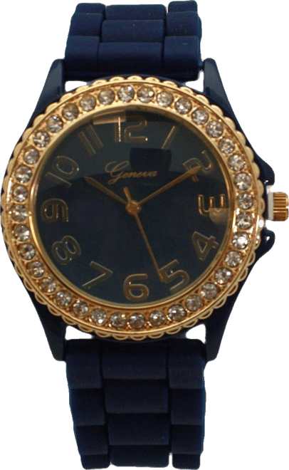 Navy Every Day Silicone and Rhinestones Colorful Women Watch