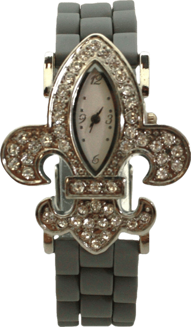 Gray Rhinestones Silicone Women Watch