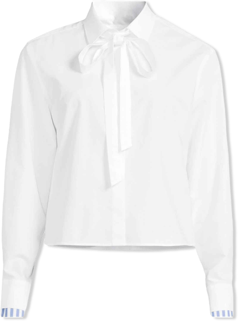 Women's Carefree Cotton Shirt with Removable Bow
