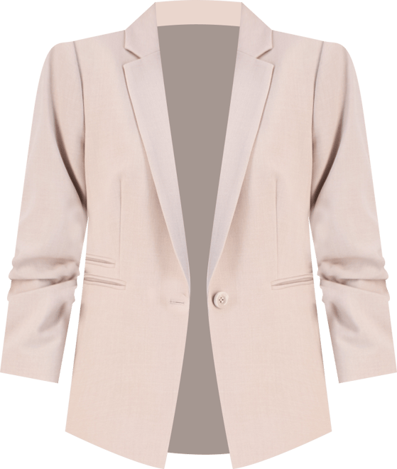 Women's Ruched-Sleeve One-Button Blazer