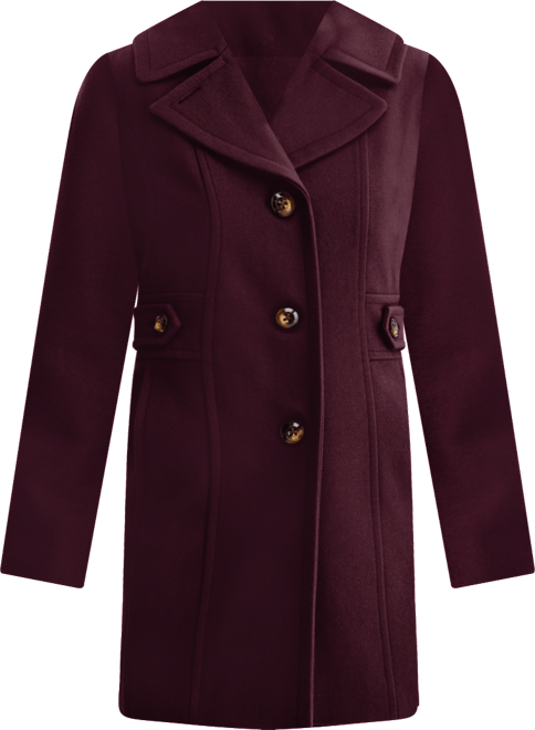 Women's Single-Breasted Notched-Collar Peacoat