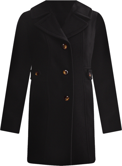 Women's Single-Breasted Notched-Collar Peacoat