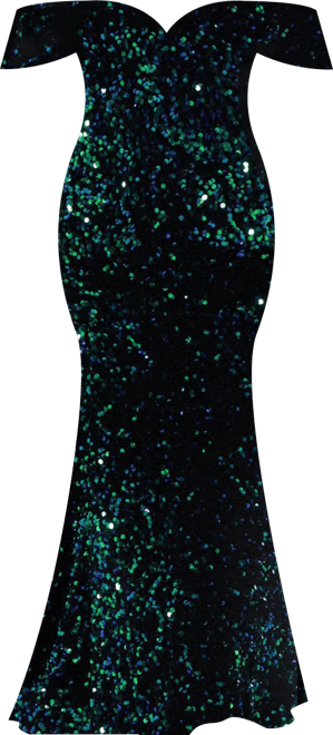 Women's Off the Shoulder Plus Size Sequin Velvet Fitted Formal Gown