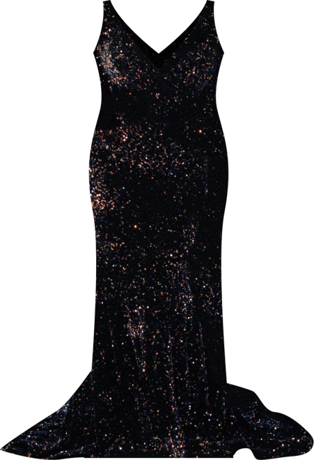 Women's V-Neck Mermaid Velvet Evening Gown