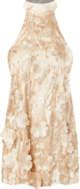 Women's 3D Floral Halter Mini Dress