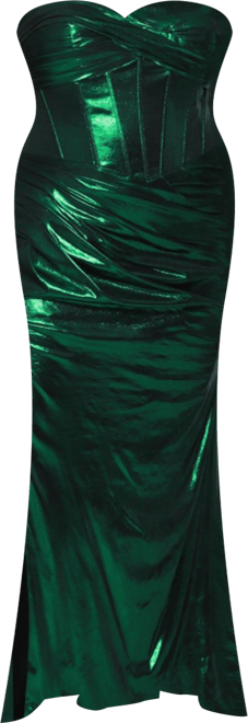 Women's Strapless Metallic Sweetheart Neckline Gown