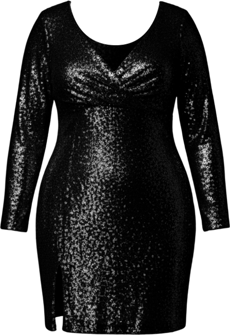 Women's Long Sleeve Sequin V-Neck Party Dress