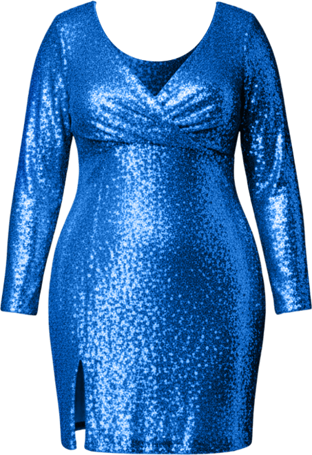 Women's Long Sleeve Sequin V-Neck Party Dress