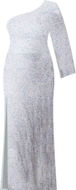 Women's One-Shoulder Long Sleeve Sequin Gown