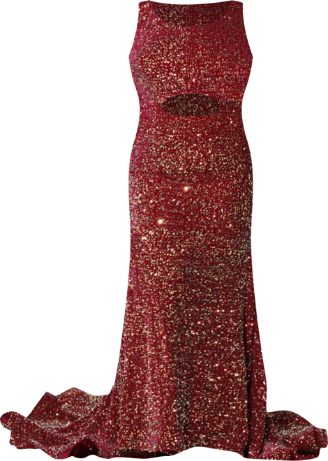 Women's Sequin Velvet Stylish Cut Out Prom Dress