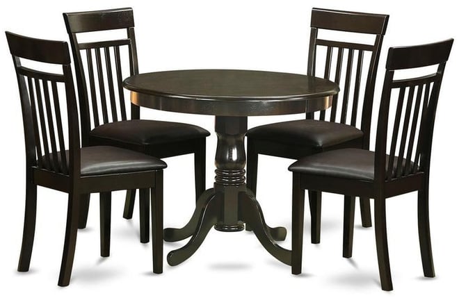 5 Pc small Kitchen Table and Chairs set-round Table and 4 Chairs for Dining room