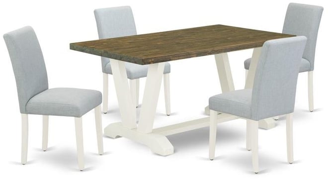 5-Pc dining room table set Includes 4 Kitchen Chairs with Upholstered Seat and High Back and a Rectangular Dining Table