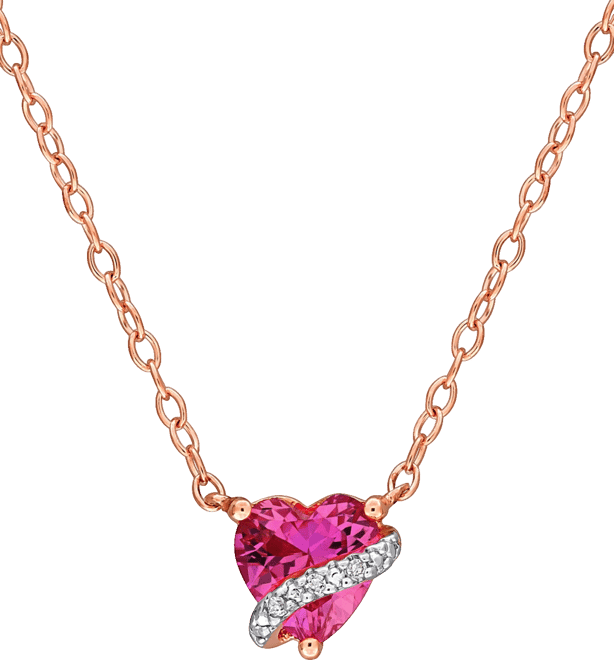 Gemstone Heart-Shaped Pendant Necklace in Sterling Silver, 18"