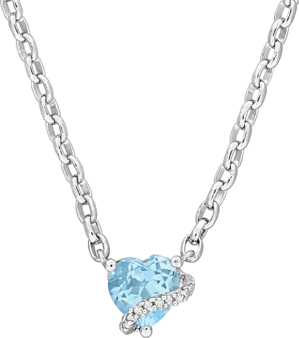 Gemstone Heart-Shaped Pendant Necklace in Sterling Silver, 18"
