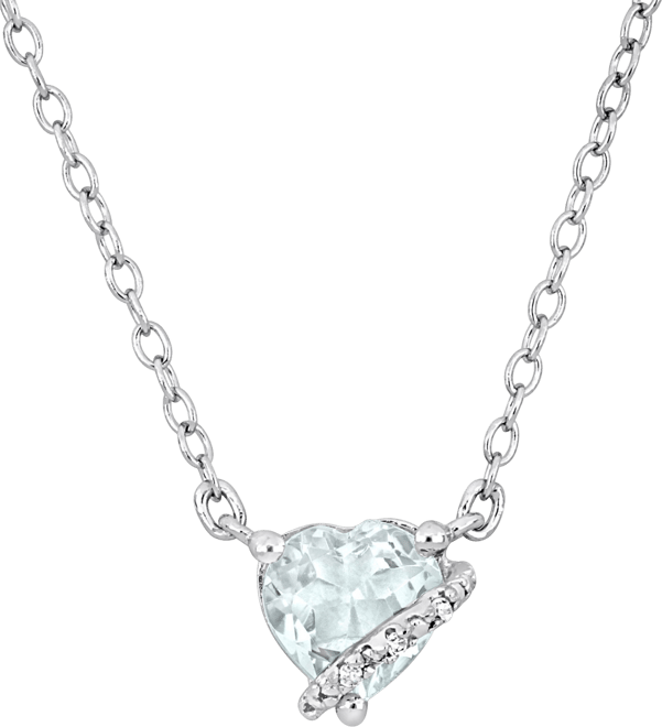 Gemstone Heart-Shaped Pendant Necklace in Sterling Silver, 18"
